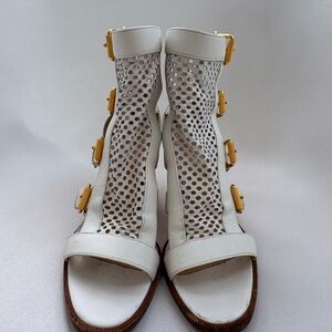 Christian Louboutin White and Gold Sandals